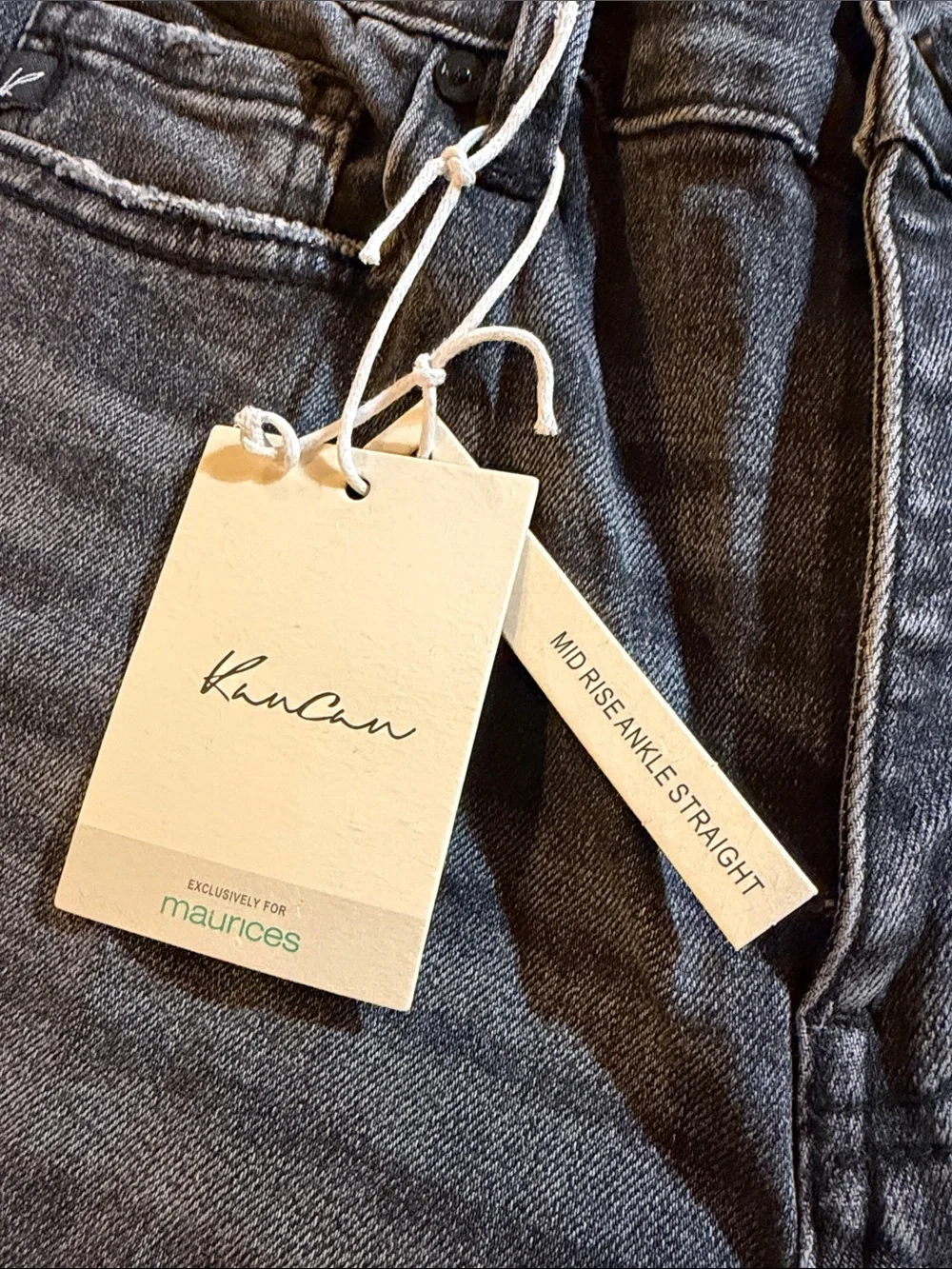 KanCan Washed Black Distressed Straight Leg Jeans